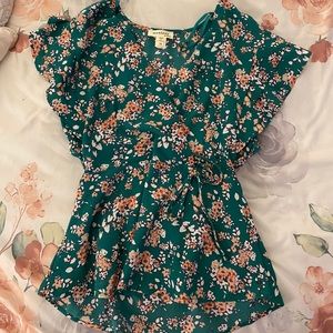 green and pink sophisticated blouse